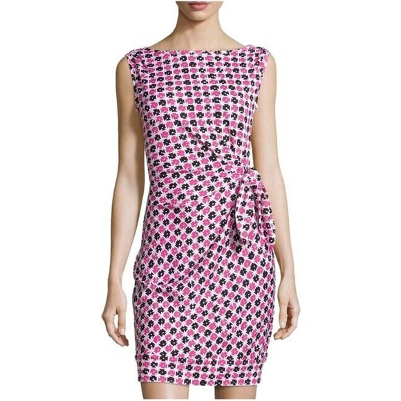 NWT DVF Diane Von Furstenberg New Della Dress Check Dot Print Mini Ruche… - Picture 1 of 9